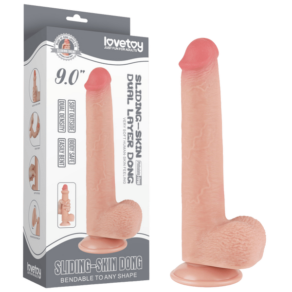 Lovetoy Sliding Easy Bend 9 Inch Dual-Layer Skin Dildo Default Title > Dildos > Realistic Dildos