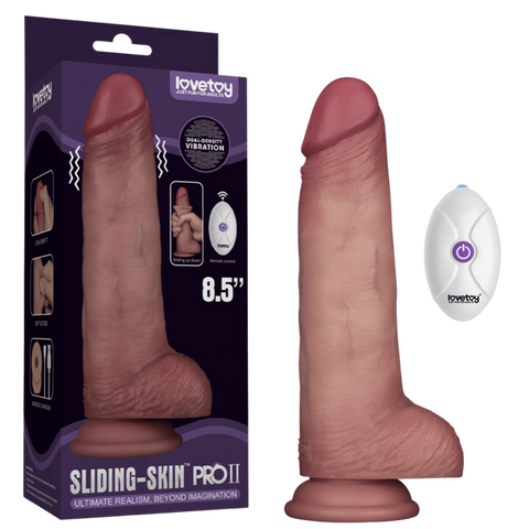 Vibrating Sliding Skin Pro II Silicone Dong 8.5 Inches – Waterproof Wireless Remote-Controlled Dong Flesh > Vibrators > Realistic Vibrators