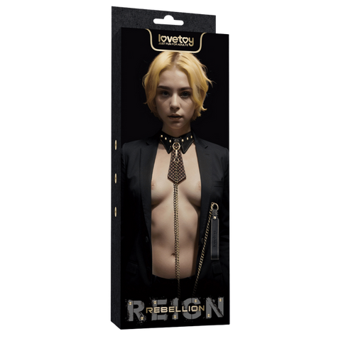 Rebellion Reign Collar with Leash – Luxury PU Leather Bondage Accessory One Size > Bondage Gear > Collars & Leashes