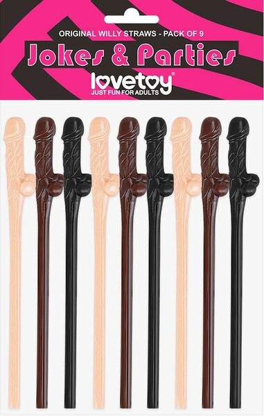 Lovetoy Pack of 9 Willy Straws – Drinking Straws Set Flesh, Brown, Black > Novelties > Party Supplies