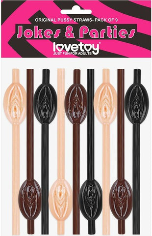 Pussy Straws – 9 Pack Straws Flesh, Brown, Black > Novelties > Party Supplies