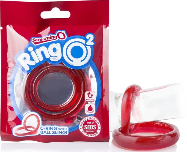 RingO RingO 2 Dual Cock Ring – Dual Loop Penis and Testicles Ring Red > Cock Ring > Single