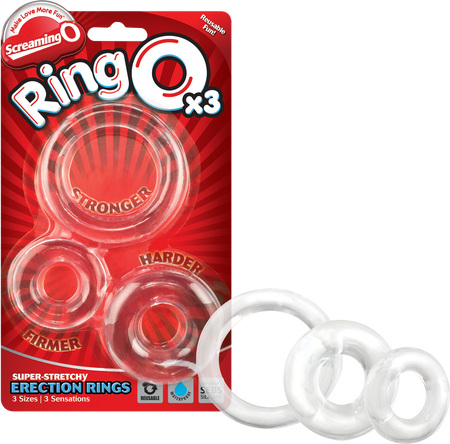 RingO X3 Mixed Pack 3-Pack Cock Rings Clear Silicone Cock Rings Clear > Cock Ring > Sets