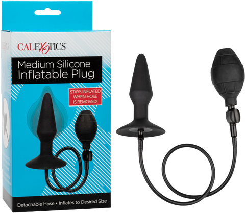 CalExotics Medium Silicone Inflatable Plug – Inflatable Anal Plug with Detachable Hose Black Medium > Anal Range > Tunnel and Stretchers