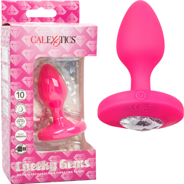 Cheeky Gems Medium Rechargeable Vibrating Probe – Silicone Vibrator Pink > Anal Range > Vibrating Butt Plugs