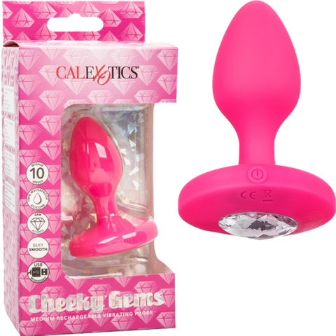 Cheeky Gems Medium Rechargeable Vibrating Probe – Silicone Vibrator Pink > Anal Range > Vibrating Butt Plugs