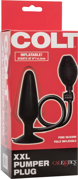 Colt XXL Pumper Plug Black Silicone Inflatable Anal Plug with Squeeze Bulb and Quick Release Valve Black XXL > Anal Range > Tunnel and Stretchers