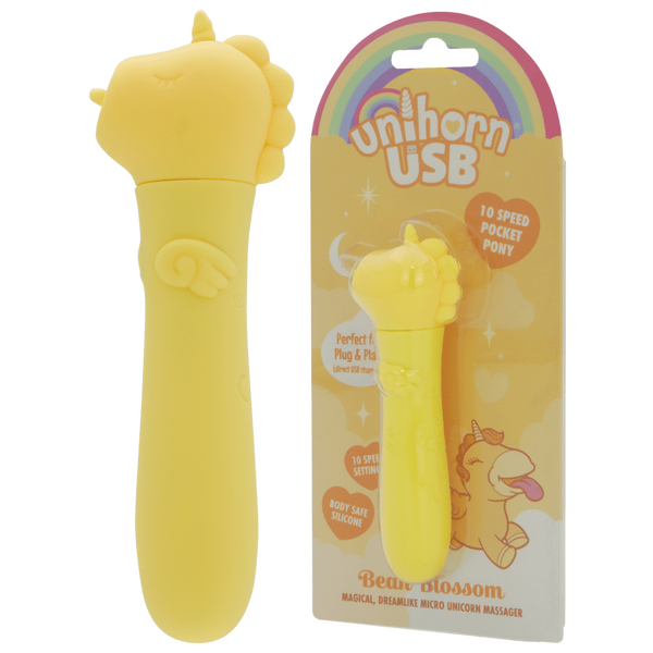 Unihorn USB Bullet (Bean Blossom Yellow) – Rechargeable 10-Speed Silicone Vibrator > Vibrators > Ladies > Clitoral Vibrators and Stimulators