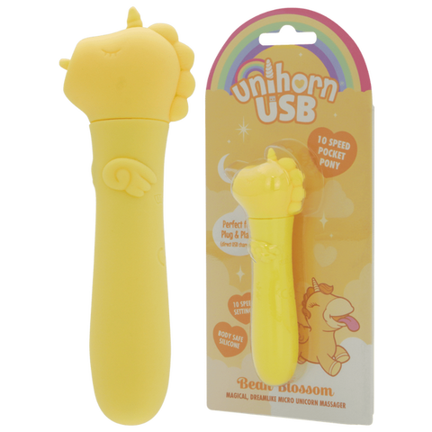 Unihorn USB Bullet (Bean Blossom Yellow) – Rechargeable 10-Speed Silicone Vibrator > Vibrators > Ladies > Clitoral Vibrators and Stimulators