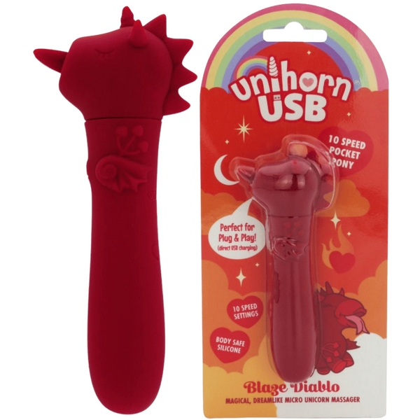 Unihorn Blaze Diablo USB Rechargeable Silicone Bullet Vibrator with 10 Speeds Red > Vibrators > Ladies > Clitoral Vibrators and Stimulators