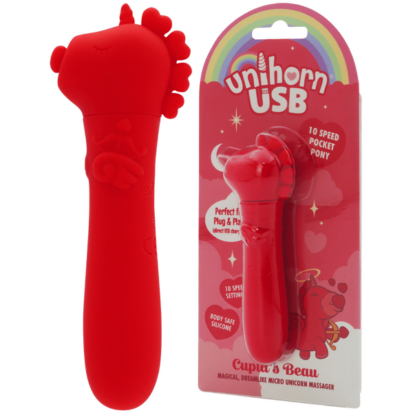 Unihorn Cupid's Beau (Red) – Silicone USB Bullet Vibrator with 10 Speeds > Sex Toys For Ladies > Clitoral Vibrators and Stimulators