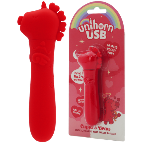 Unihorn Cupid's Beau (Red) – Silicone USB Bullet Vibrator with 10 Speeds > Sex Toys For Ladies > Clitoral Vibrators and Stimulators