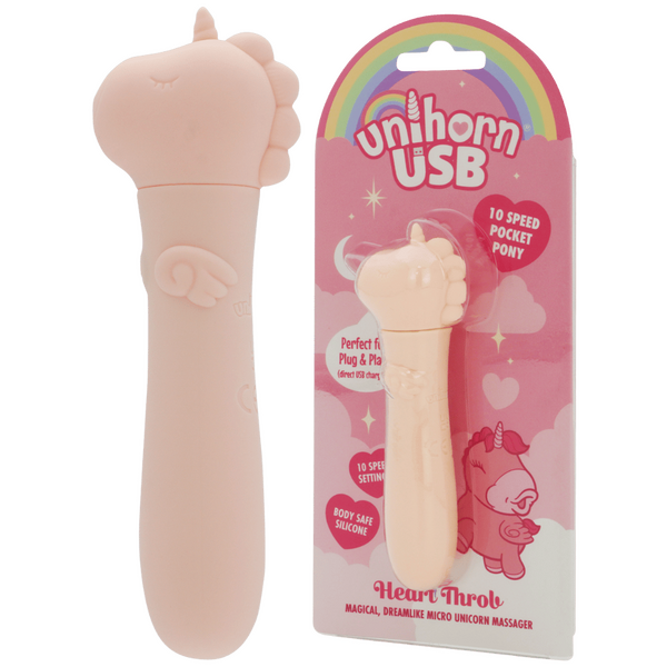 Unihorn Heart Throb USB Rechargeable Compact Silicone Bullet Vibrator with 10 Speeds Pink > Sex Toys For Ladies > Clitoral Vibrators and Stimulators
