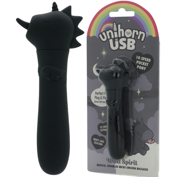 Unihorn Wild Spirit (Black) – Compact USB Silicone Vibrating Bullet with 10 Speeds > Vibrators > Ladies > Clitoral Vibrators and Stimulators