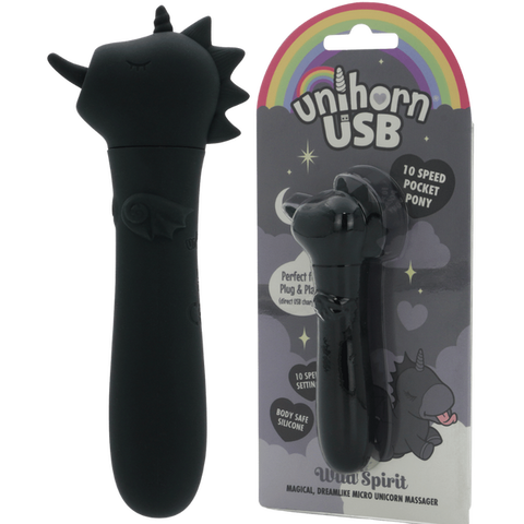 Unihorn Wild Spirit (Black) – Compact USB Silicone Vibrating Bullet with 10 Speeds > Vibrators > Ladies > Clitoral Vibrators and Stimulators