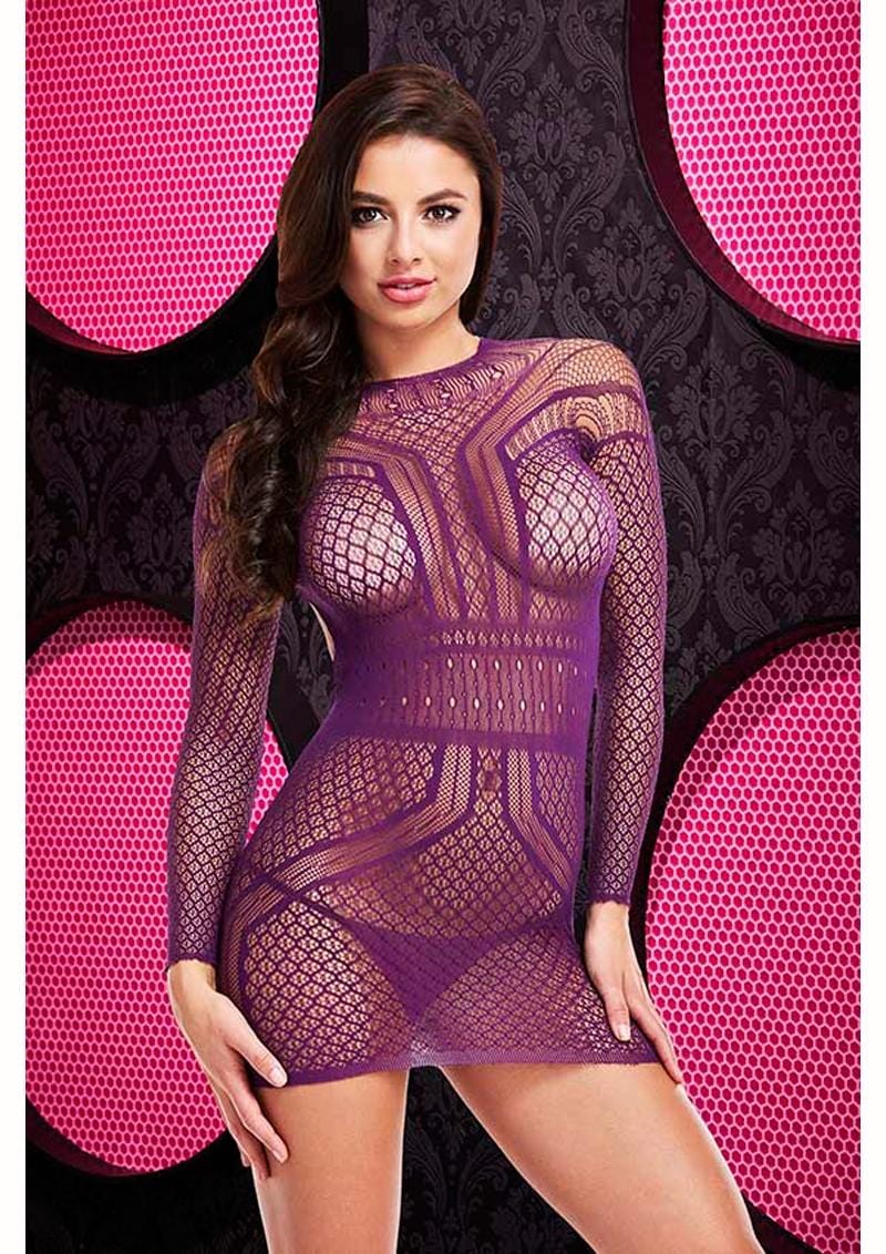 Lapdance Lingerie Long Sleeve Open Back Mini Dress