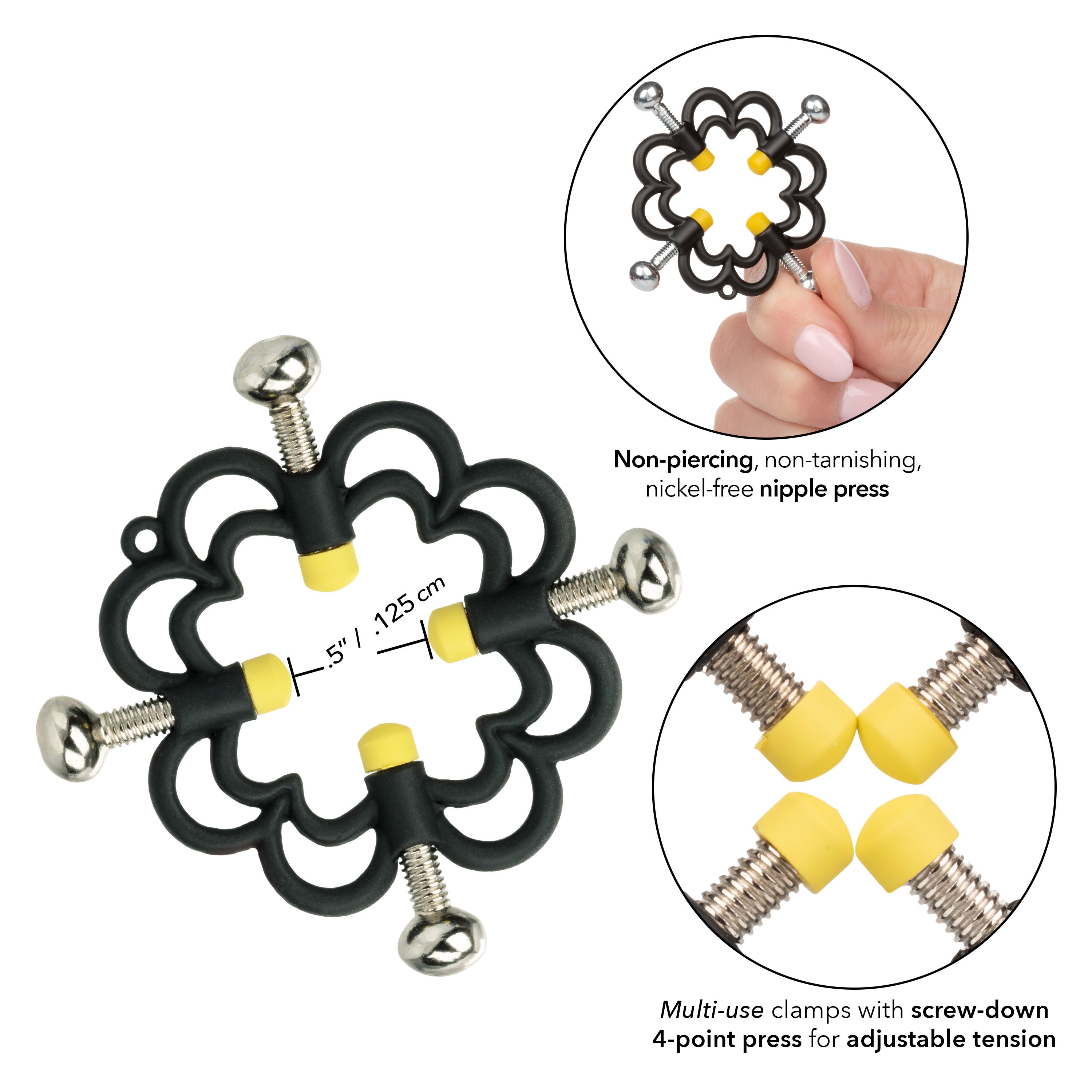 Boundless Nipple Grips Heavy Duty Fully Adjustable 4-Point Press Clamp Set Nipple Stimulators