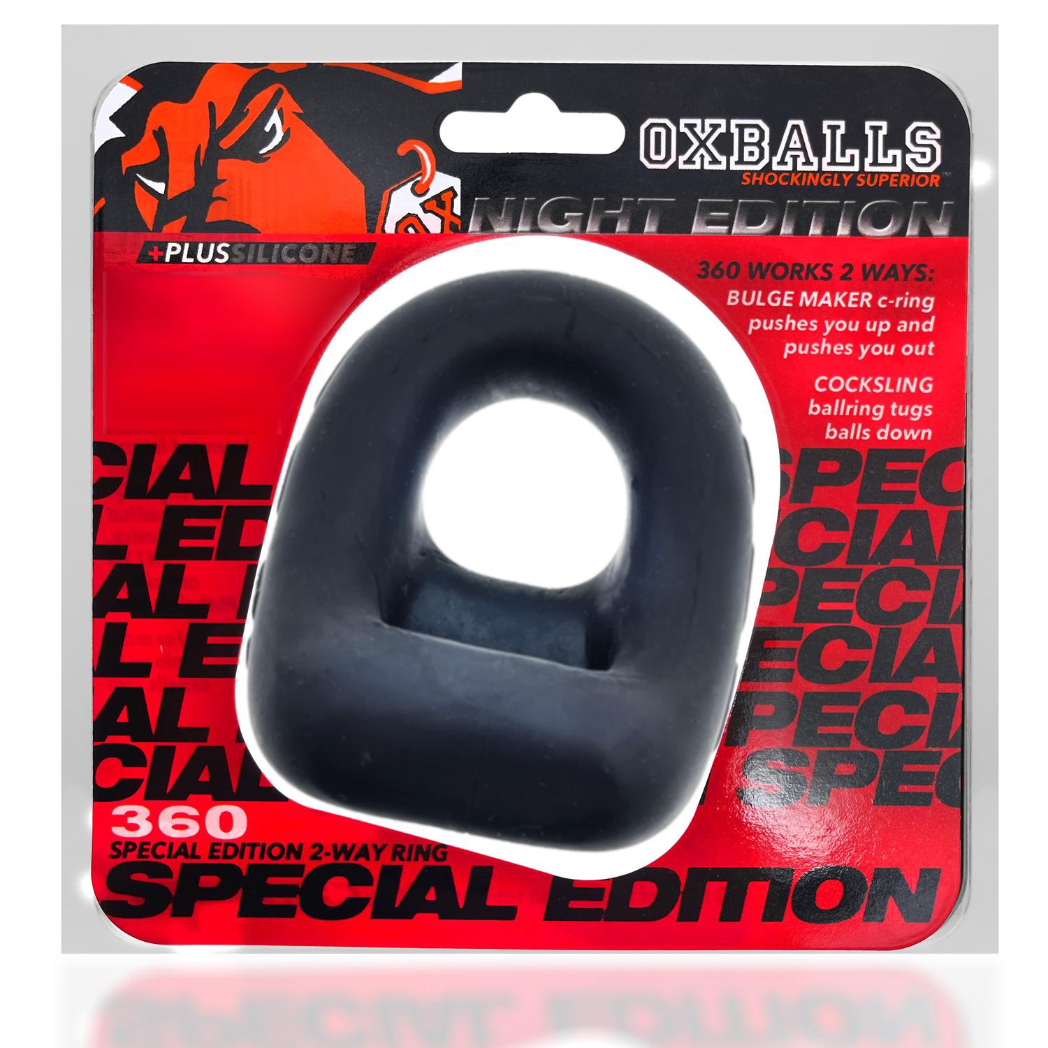 Oxballs 360 Dual Use Cocksling Plus Silicone Special Edition Night Black Black COCK RINGS Sling