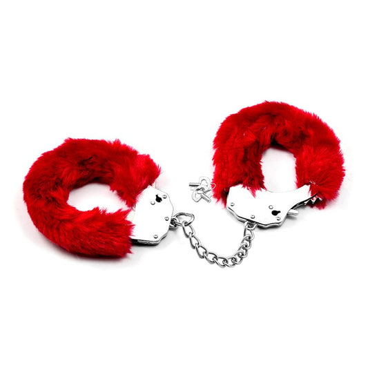 Lovetoy Adult Toys Red Fetish Pleasure Fluffy Hand Cuffs Red 6970260900607