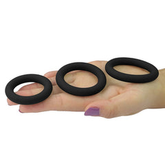 Lovetoy COCK RINGS Black Power Plus Soft Silicone Snug Ring -  Cock Rings - Set of 3 Sizes 6970260906678