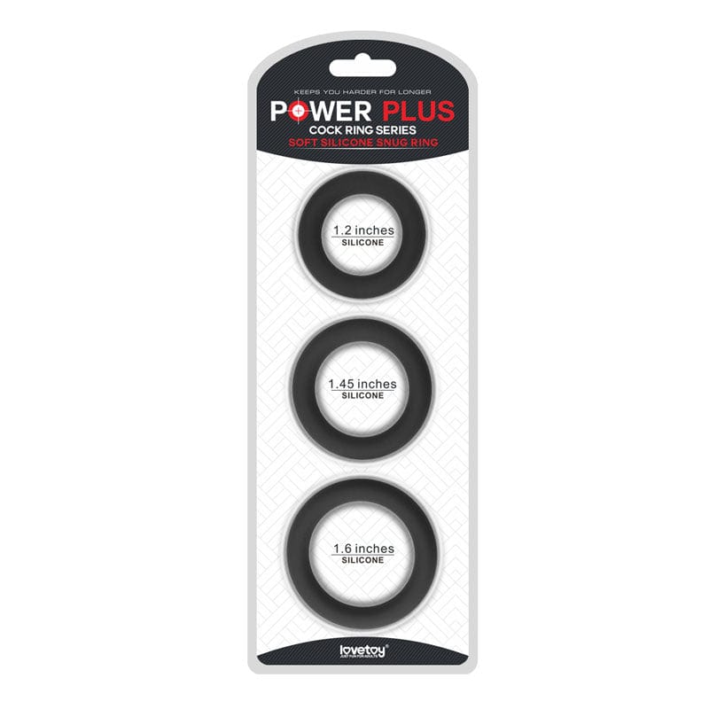 Lovetoy COCK RINGS Black Power Plus Soft Silicone Snug Ring -  Cock Rings - Set of 3 Sizes 6970260906678