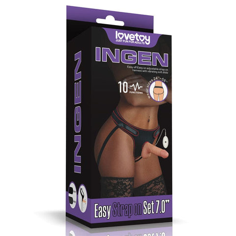 Ingen Vibrating Easy Strap-On Set 17.8 Centimeter 7 Inch Realistic Vibrating Strap-On STRAP-ONS