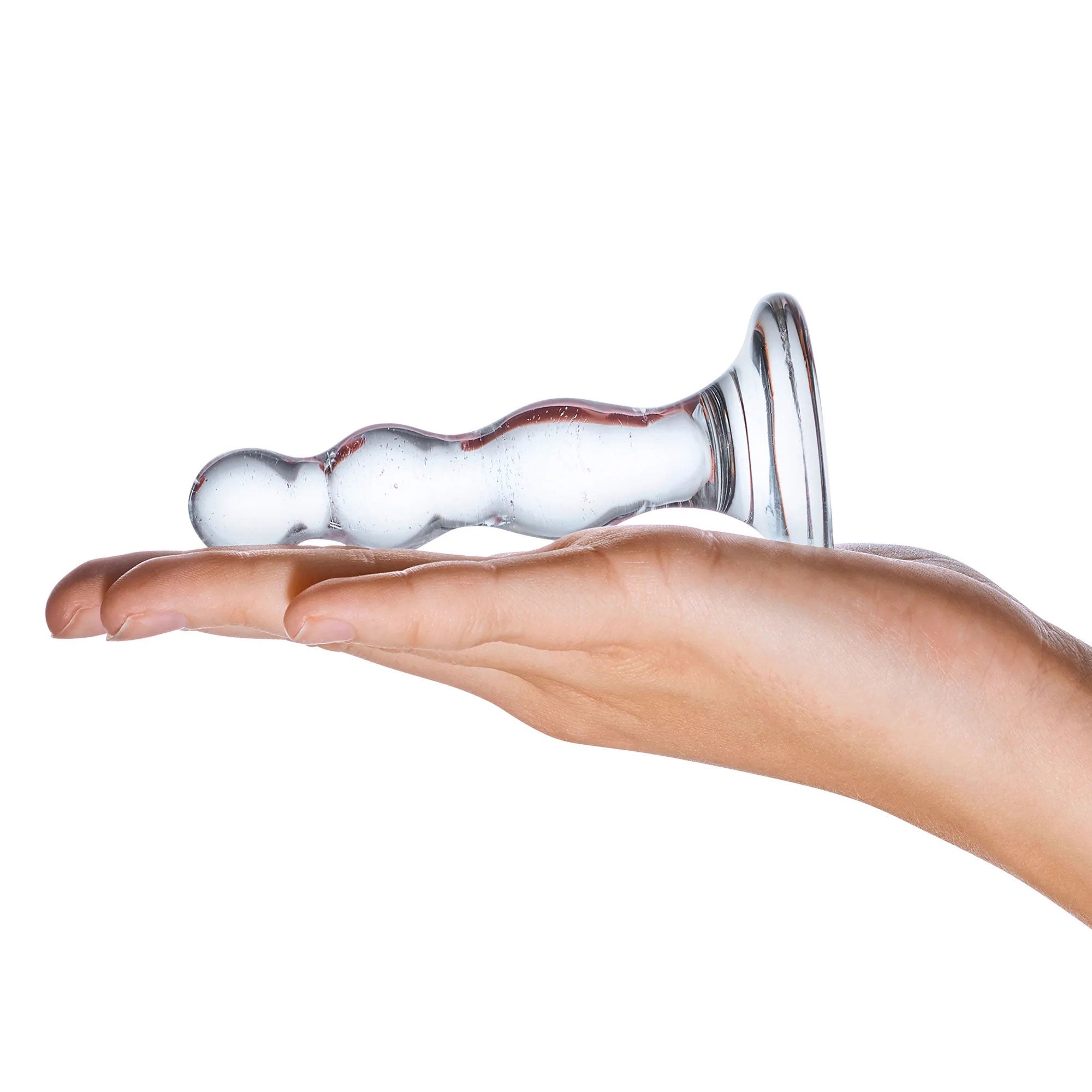Glas 4 Inch Triple Play Beaded Clear Glass Butt Plug > Glass > Toys