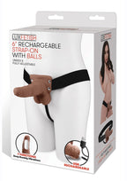 Lux Fetish 6 Inch Strap-On With Balls Brown Realistic Vibrating Harness > Dildos > Strap On Harnesses