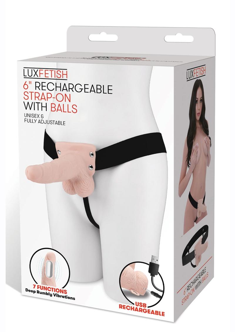 Lux Fetish 6 Inch Strap-On With Balls in Light Skin Tone > Dildos > Strap On Harnesses
