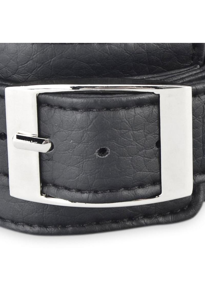 Lux Fetish Unisex Black Leatherette Cuffs with Lock, Chain, and Satin Blindfold > Bondage Gear > Restraints