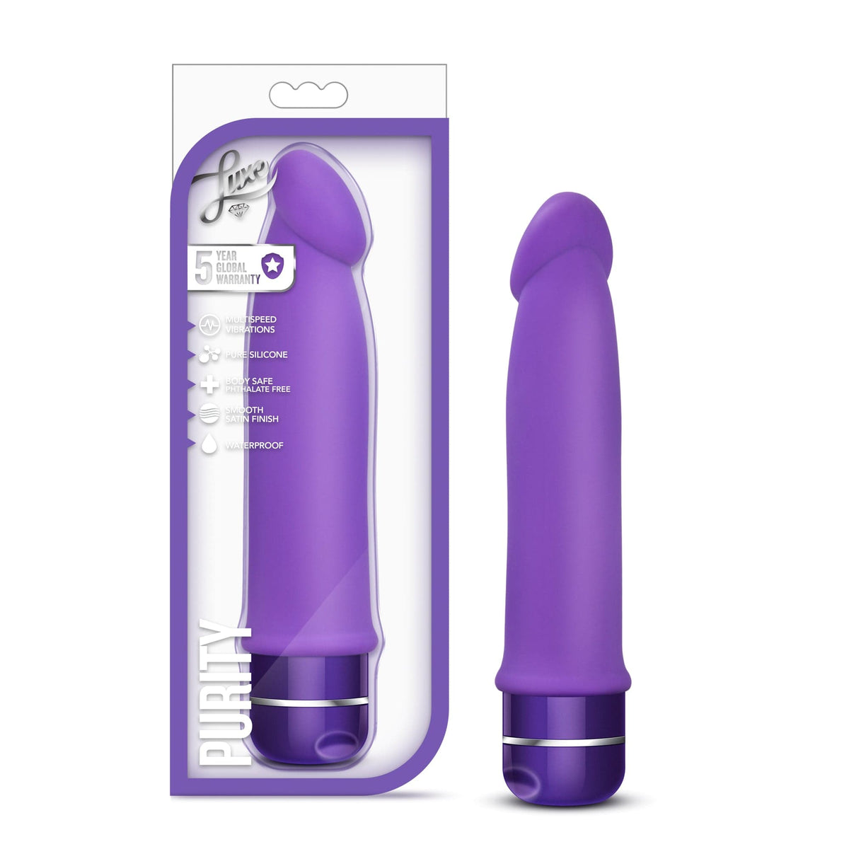 Luxe Purity Purple 7.5 Inch Silicone Vibrator Purple Vibrators