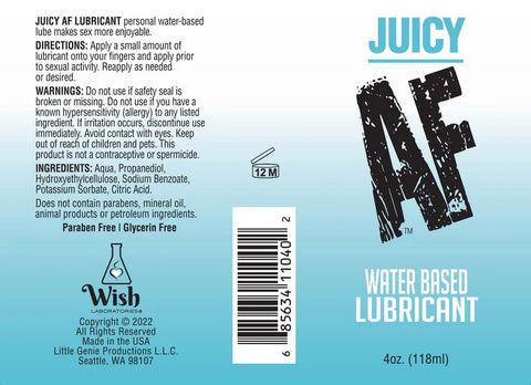 Juicy AF Water Based Lubricant - 59 ml Bottle for Smooth Pleasure Water Based Lube
