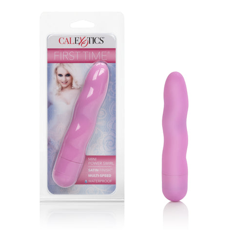 First Time Mini Power Swirl Pink Satin Finish Waterproof Intimate Stimulator 4.5 Inch Pink BULLETS