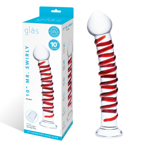 Glas 10 Inch Mr Swirly Red Spiral Handblown Glass Dildo > Glass > Dildos