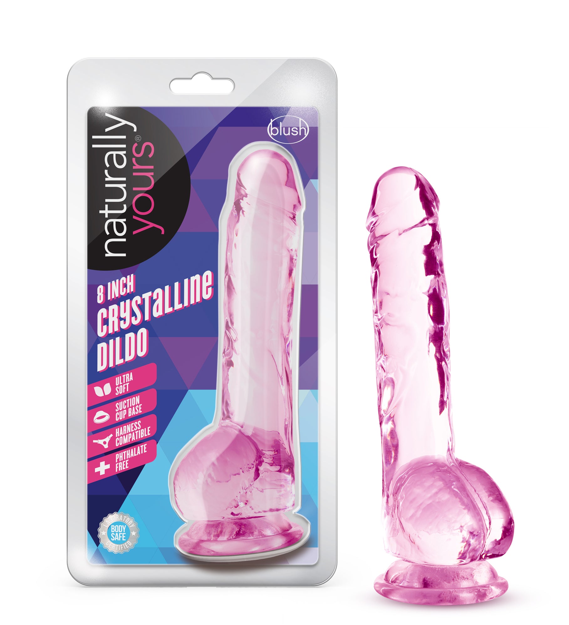 Naturally Yours 8 Inch Crystaline Dildo Rose > Dildos > Realistic Dildos