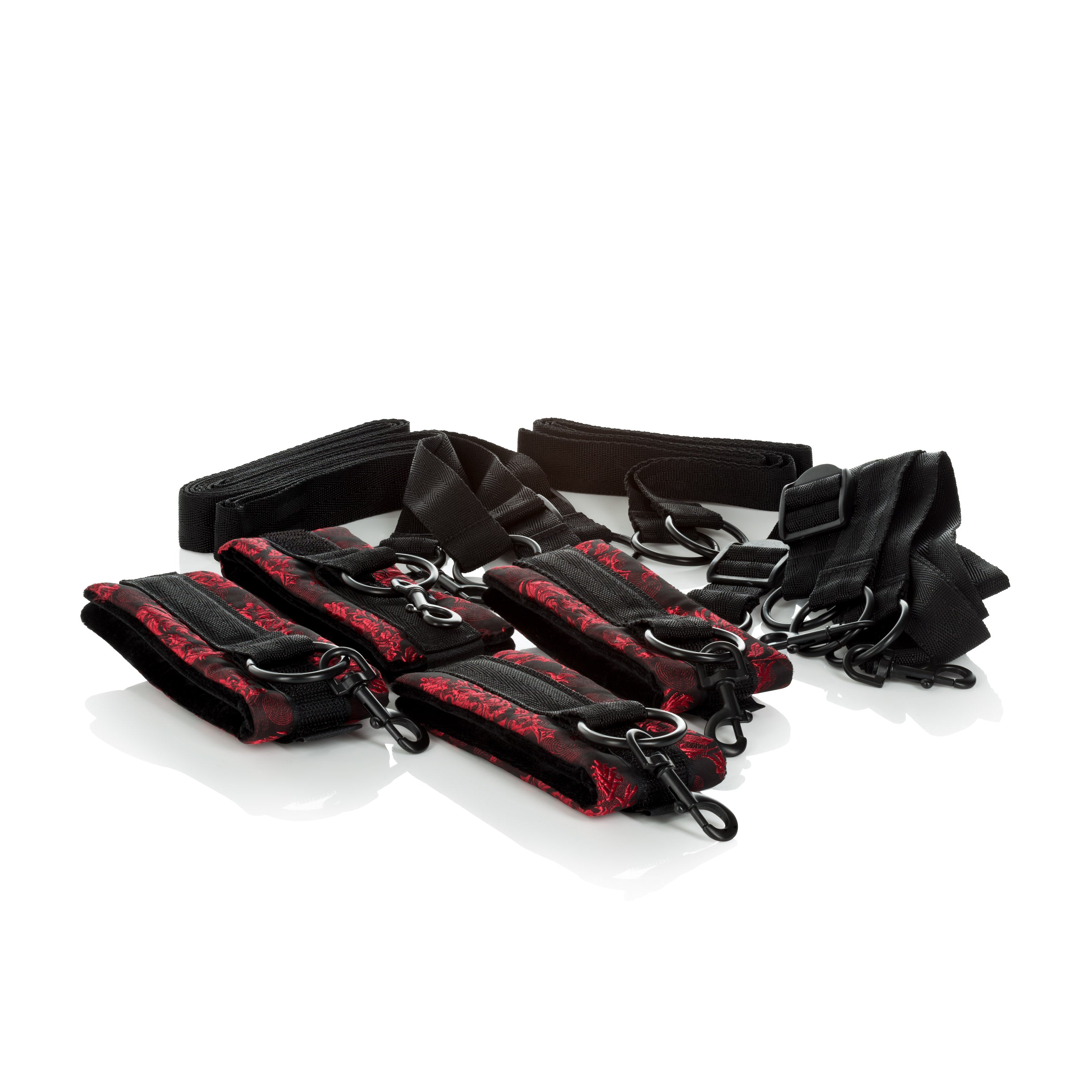 Scandal Bed Restraints (Red Brocade) – Adjustable Plush Cuffs > Bondage Gear > Bed Restraints