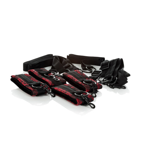 Scandal Bed Restraints (Red Brocade) – Adjustable Plush Cuffs > Bondage Gear > Bed Restraints