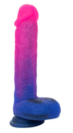 Naughty Bits Ombré Hombre XL Vibrating Dildo in Pink and Blue with Glitter Finish > Vibrators > Realistic Vibrators