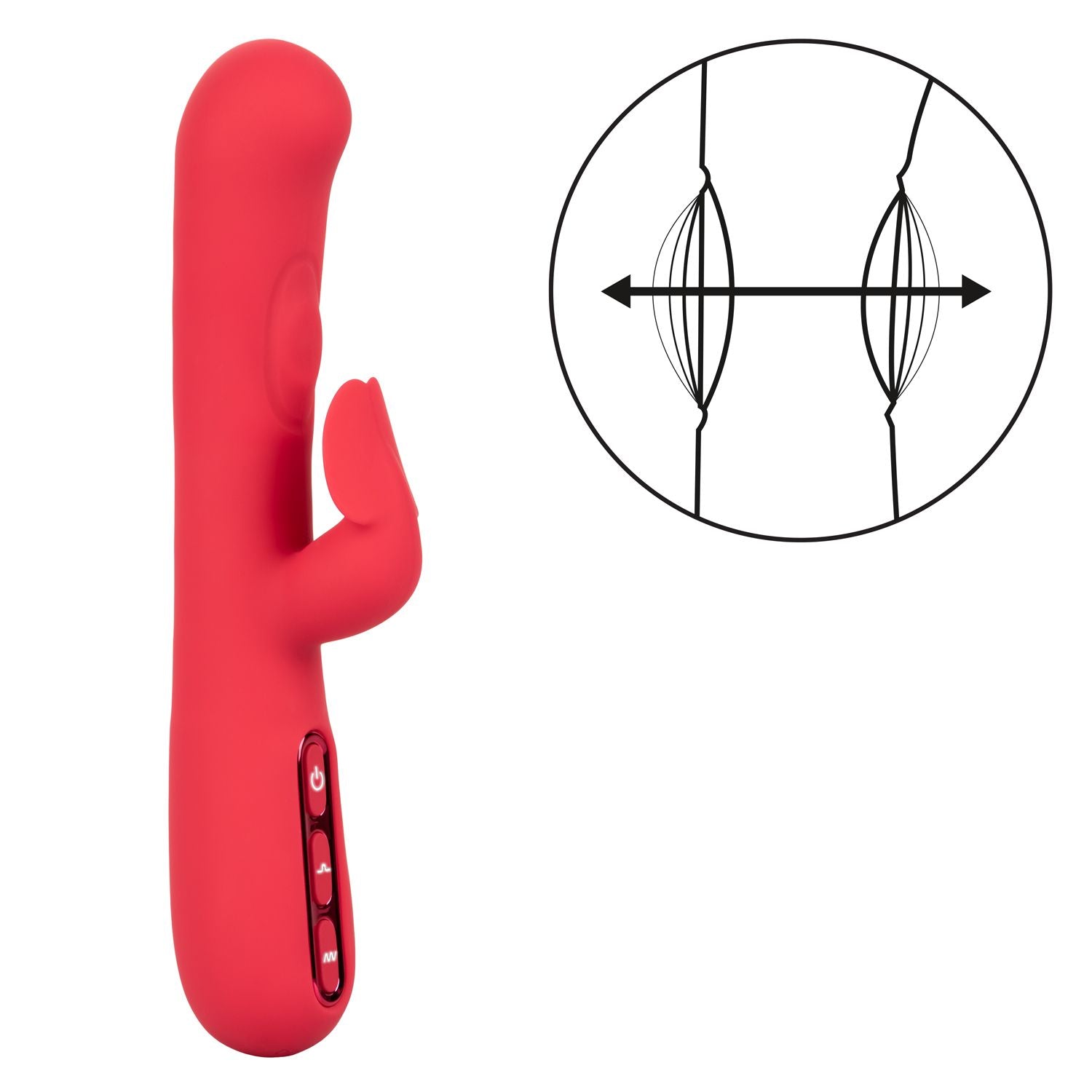 Throb Flutter Red Dual Stimulator Massager with 2x Thumping Action and 7 Vibration Functions, Silicone Waterproof Vibrator > Vibrators > Ladies > Rabbit