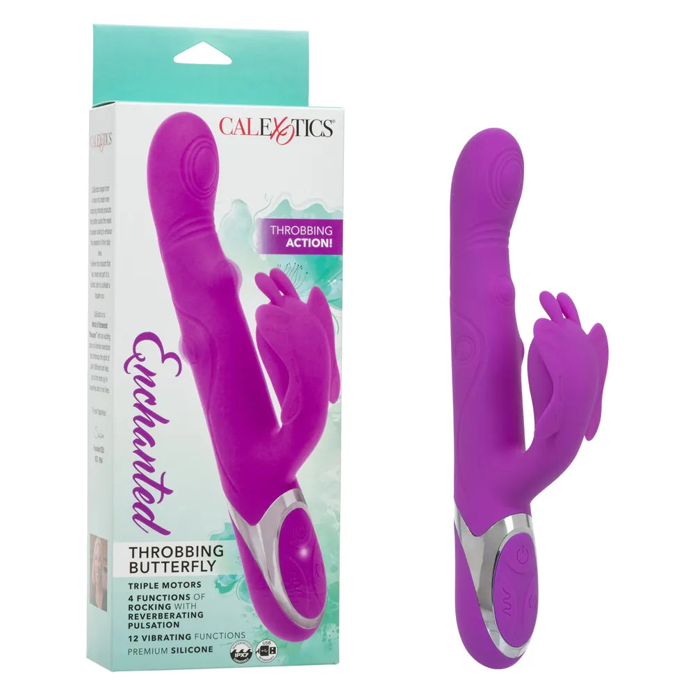 Enchanted Throbbing Butterfly Purple 9.75 Inch Triple-Motor Silicone Vibrator > Vibrators > Ladies > Rabbit