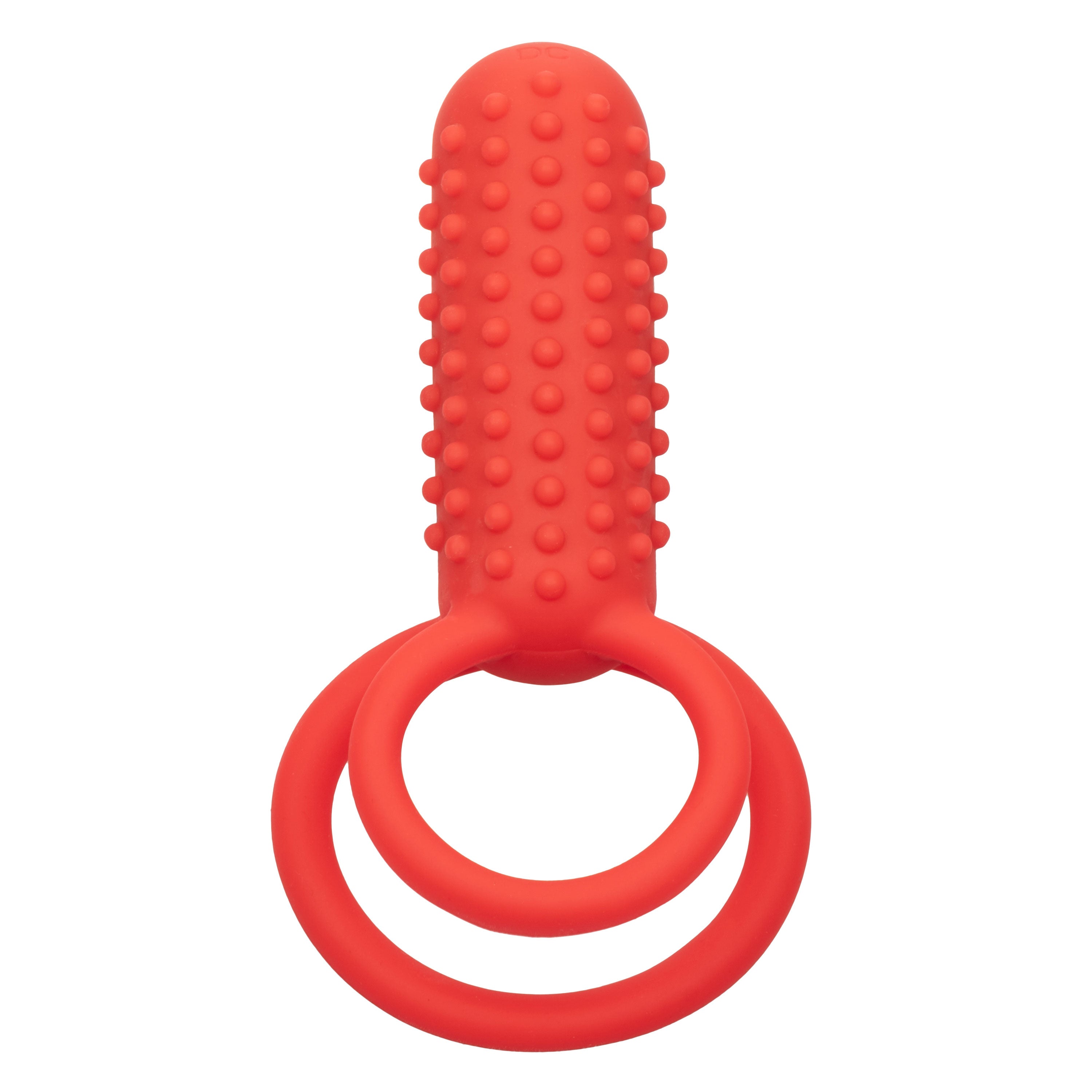 CalExotics Silicone Vertical Dual Enhancer Red Waterproof with 12 Intense Vibration Functions > Cock Ring > Vibrating