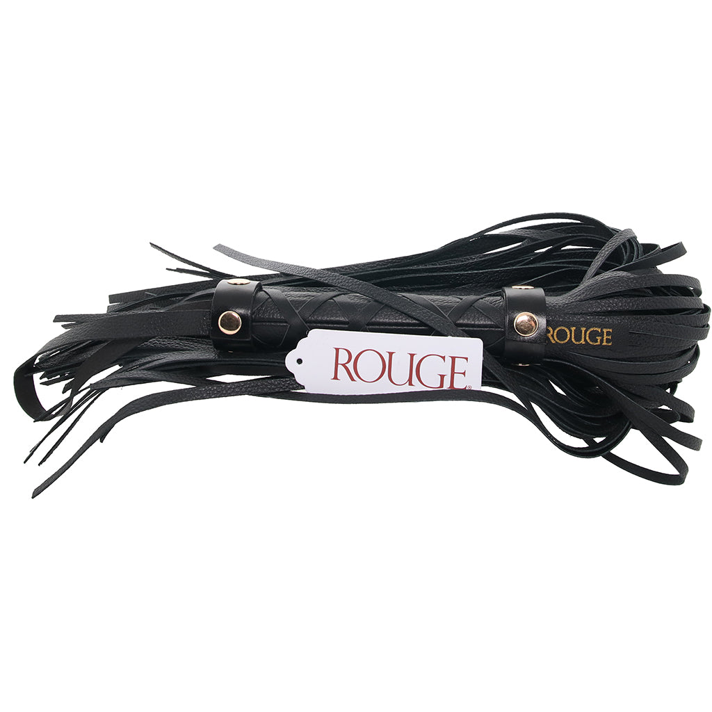 Rouge Leather Studded Long Flogger with Gold Accents – Leather Flogger > Bondage Gear > Whips & Floggers