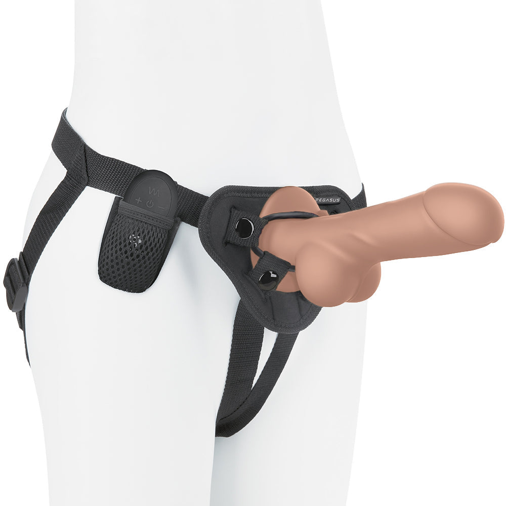 Pegasus Realistic 8 Inch Vibrating Strap-On Set Main image