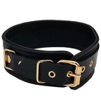 Rouge Leather Collar with Gold Accent and Detachable O-Ring – Adjustable Leather Collar > Bondage Gear > Collars & Leashes