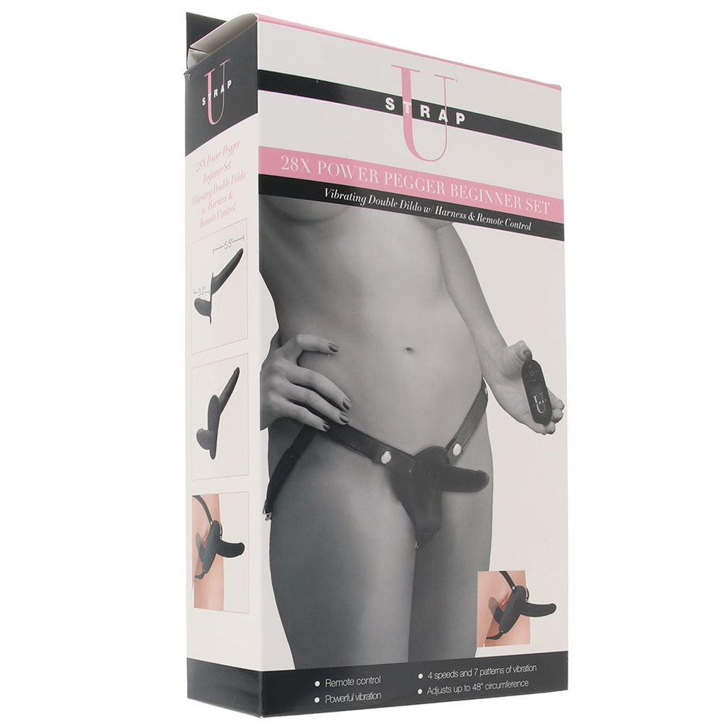 Strap U 28X Power Pegger Beginner Double Dildo with Harness and Remote Control 5.5" / 3.2" inches > Dildos > Strap On Harnesses