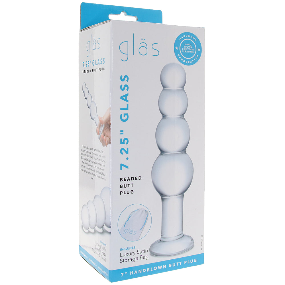 Glas 7.25 Inch Clear Glass Beaded Butt Plug with Graduated Beads and Flared Base > Glass > Toys