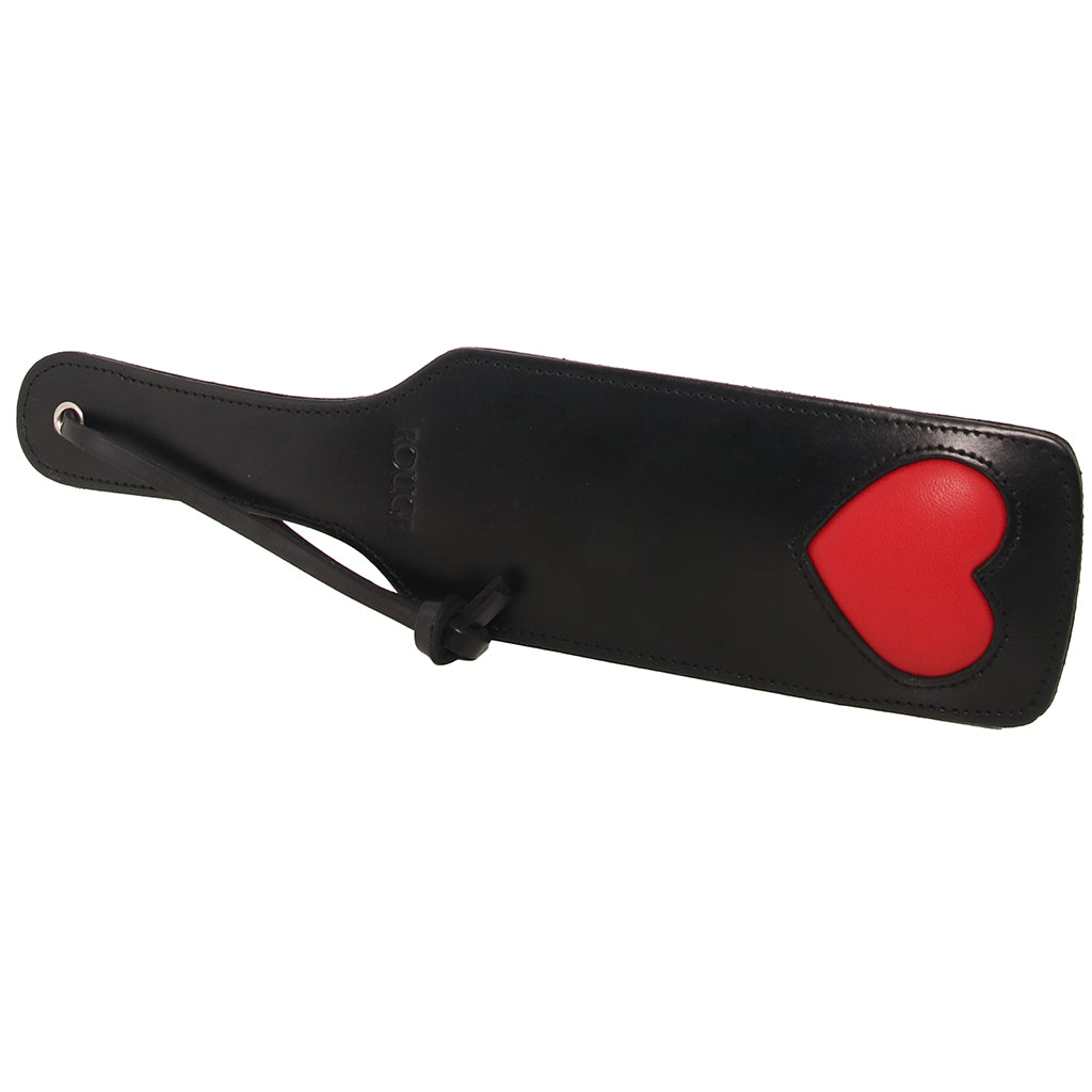Black Leather Red Heart Paddle