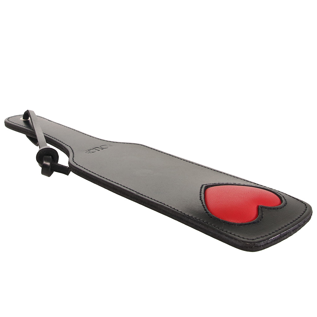 Black Leather Red Heart Paddle