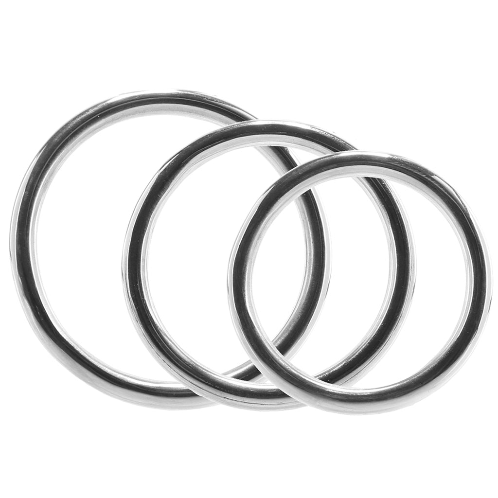 Rouge Stainless Steel 3 Piece Cock Ring Set – Smooth Mirror Polished > Cock Ring > Sets Main image