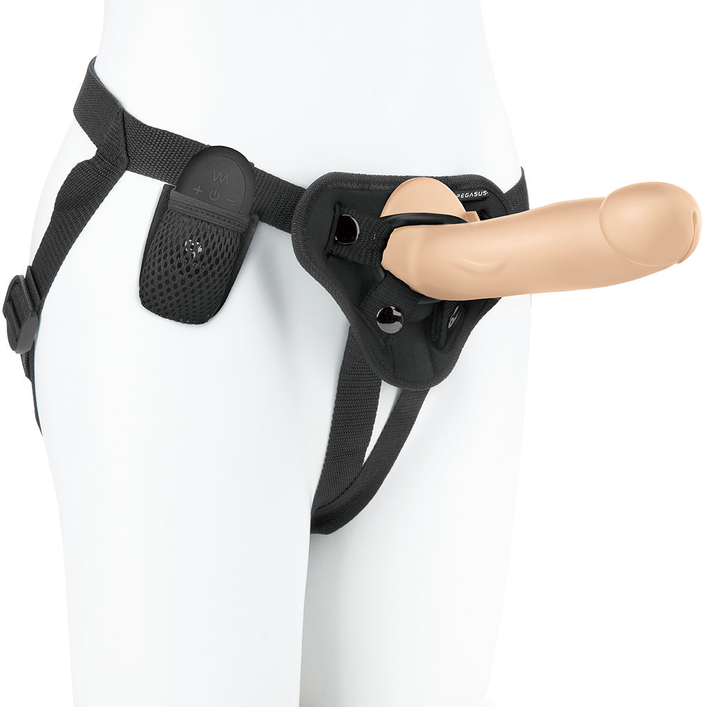 Pegasus Realistic 8 Inch Vibrating Strap-On in Light Main image